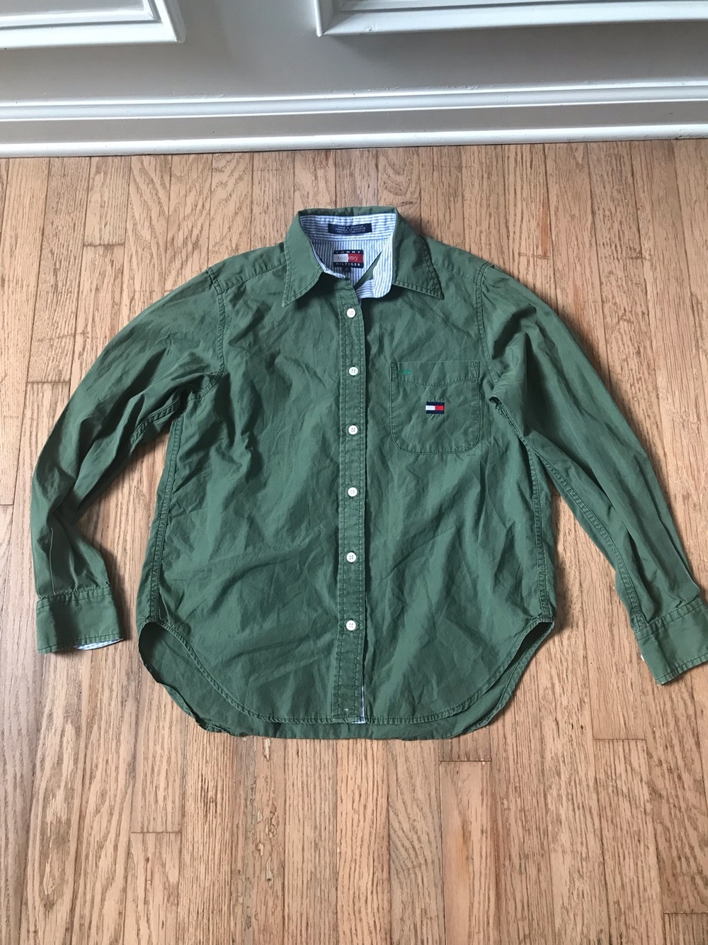 Tommy Hilfiger Shirt Button Down Women Green Size 2